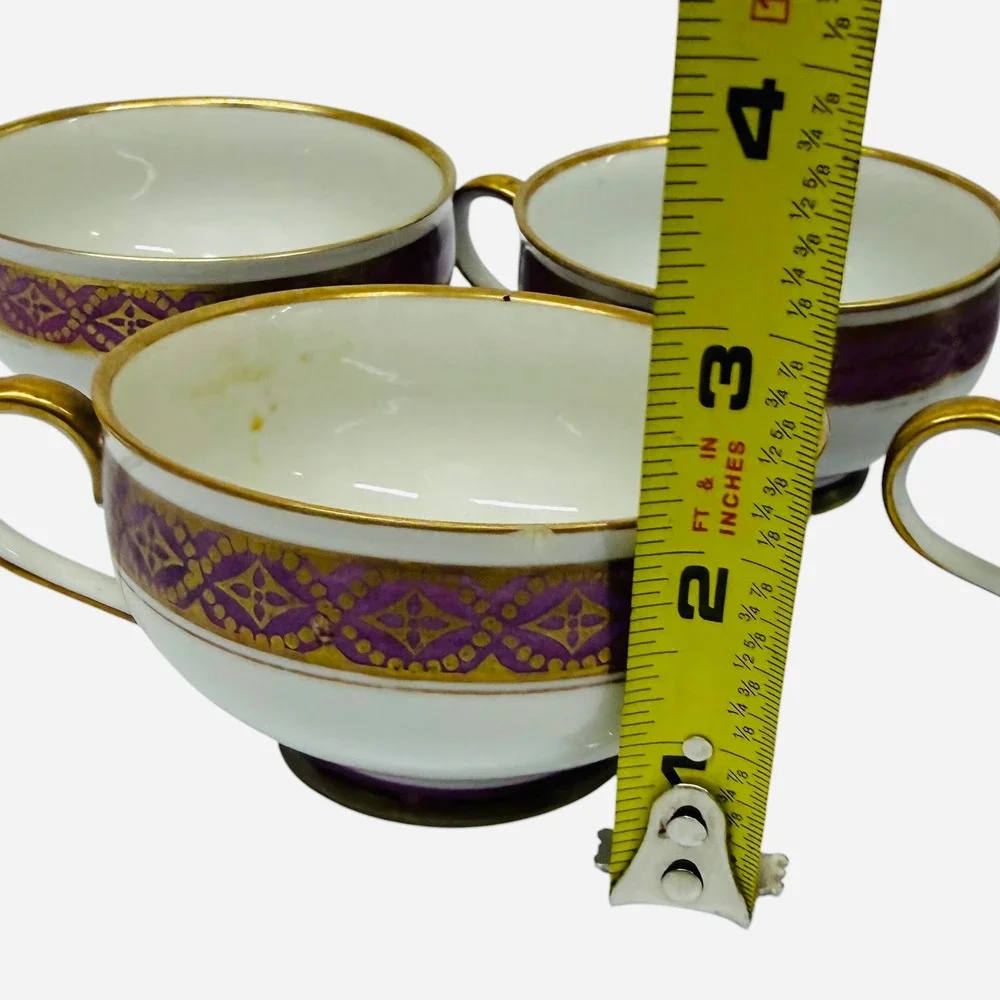 PMR Bavaria Germany Tea Set Purple Gold Gilt Teapot Creamer Cups Vintage Good